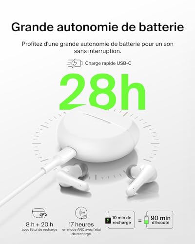 Belkin SoundForm Rhythm Écouteurs sans fil avec micro intra auriculaire Bluetooth Suppresseur de bruit actif - vue 6