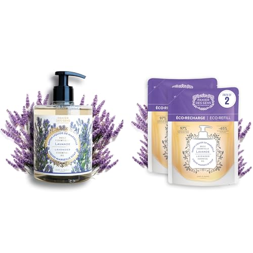 Panier des Sens Hand Soap Bottle + Lavender Refills, 50.7 fl oz