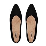 DYIWC Women's Flat Shoes Comfortable Knit Pointed Toe Washable Ballet Flats with Soft Insole Arch Support Black US10
