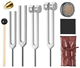 Sound Healing Tuning Fork Set - Tuning Forks for Chakra Alignment & Stress Relief – Otto 128Hz, Earth Om 136Hz, Yin 256Hz, Yang 384Hz, Activator & Pouch – Ideal for Meditation & Home Therapy