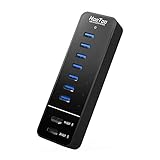 HooToo 9-Port 60 Watts USB 3.0 Hub with 2 Smart Charging Ports and 7 Data Transfer Ports for iPhone, iPhone 6s, iPhone 6s Plus, iPad, PC and More