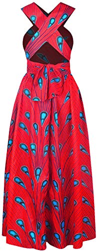 OLIPHEE Dames Afrikaanse jurken mouwloze maxi-jurk bloemenpatroon meerkleurige avondjurk elegante cocktailjurk - Image 5