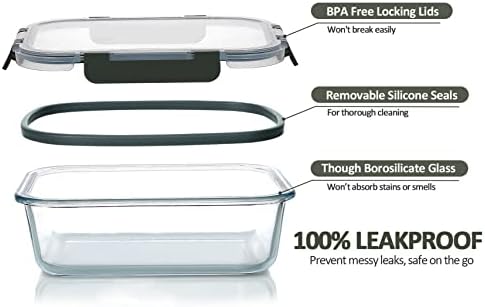 M MCIRCO 24 Pcs Glass Food Storage Containers with Lids, 8 Pcs Glass Baking Dish Set with Lids, Fridge, Microwave, Oven, Dishwasher Friendly, For Cooking, Baking - Thumbnail 3