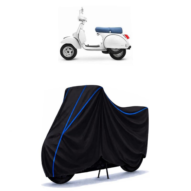 Image of Scooty Cover Water Resistant for LML Star 125 4 | Universal Scooter & Bike Cover | Heavy Duty UV Dust, Rain & Scratch Protection | Elastic Fit All Weather Indoor Outdoor | Black with Blue Piping