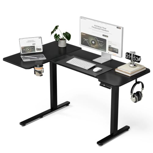 Image of Acrolix L Shaped Electric Standing Desk, 43x31.5 Inch Reversible, Black