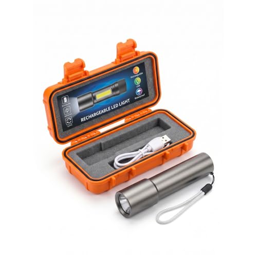 Image of AIXA Rechargeable Zoomable LED Flashlight, High Power Strobe Torch Light, Aluminium Alloy Body, USB Type-C Charging, Adjustable Focus, Waterproof for Camping, Hiking, Emergency, Home & Outdoor Use