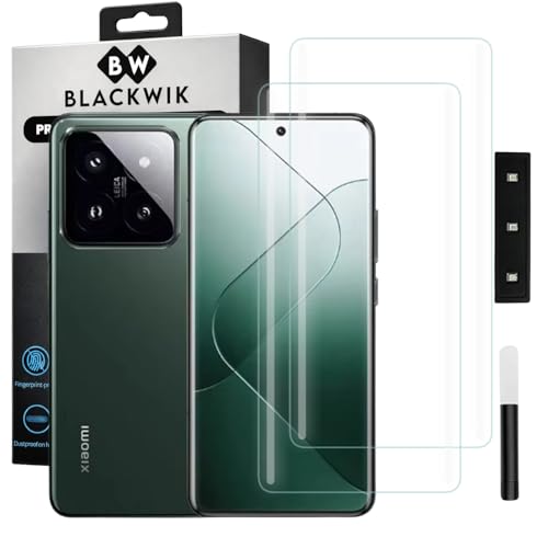Image of Blackwik Premium Curved UV Tempered Glass For Xiaomi 14 pro Cellphone (Transparent, Pack of 2) Advanced Border Less Full Screen Coverage UV Screen Protector Guard With Installation Kit