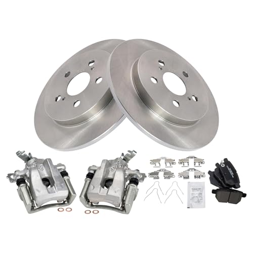 Image of TRQ Rear Brake Pad & Rotor Kit Ceramic Compatible with 2009-2010 Pontiac Vibe 2009-2018 Toyota Corolla 2009-2013 Matrix