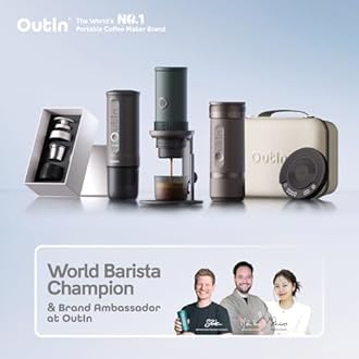 Outin Nano Portable Electric Espresso Machine, Camping Travel Coffee Maker, Car Coffee Maker, USB-C Enabled Self Heating with Freshly Ground Coffee & NS Capsule, for RV, Hiking, Office (Space Grey)