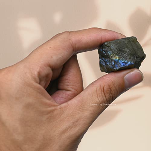 Image of Amazing Gemstone 2 Pieces Labradorite Raw Crystals and Healing Stones, Natural Rocks for Tumbling and DIY Raw Stones and Crystals