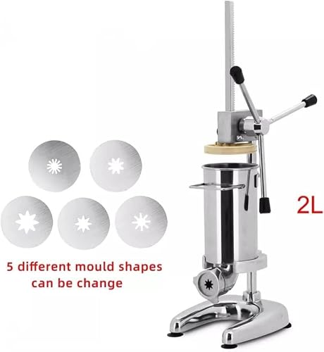 Miniatura 4 de Tahali Máquina Para Hacer Churros Manual, Máquina Para Hacer Rellenos De Churros, Máquina Para Hacer Churros De Rosquillas Españolas Manual Comercial De 2 L, 5 Tipos De Moldes