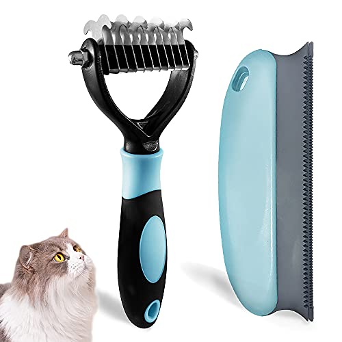 LUKACY Cat Brush for Shedding and Grooming,Undercoat Rake for Dogs,Cat Brush for Long Hair Cats Shedding and Grooming Small Large Medium Poodles Pet Deshedding Comb for Huskyï¼ˆBlueï¼‰