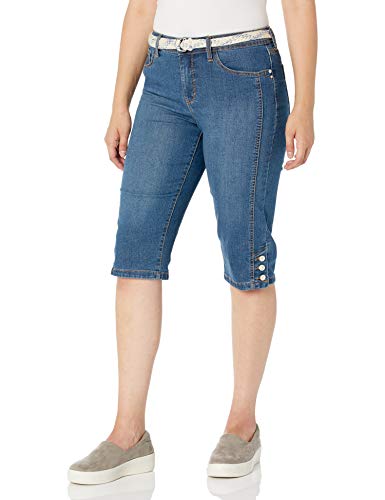 Gloria Vanderbilt Women's Plus Size Mila Belted Skimmer Short, Los Feliz, 18W