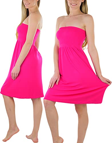 Image of ToBeInStyle Women's Strapless Cover Up Tube Dress Beach Summer Bandeau Flowy