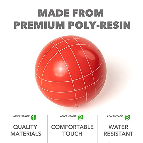 GAMELAND 90mm Bocce Ball Set with 8 Poly-Resin Balls, 1 Pallino, Carrying Case and Measuring Rope Outdoor Family Bocce Game for Backyard/Lawn/Beach