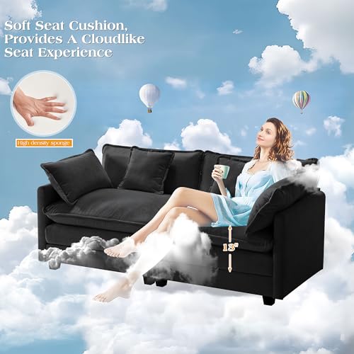 Image of 77.6 inch Modular Sectional Sofa,Loveseat Couch for Living Room, Modern Deep Seat Sofa 2 Seater Chenille Fabric Comfy Cloud Couches with Throw Pillows for Apartment,Small Spaces