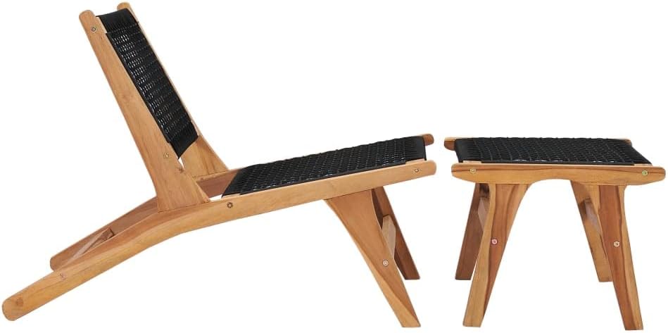 Sun Lounger with Footrest,Outdoor Lounge Chairs,Patio Lounge Chair,Sunbathing Recliner,Beach Lounge Chair,Backyard Furniture,for Patio,Beach,Balcony,Poolside,Backyard, Solid Teak Wood and Rope