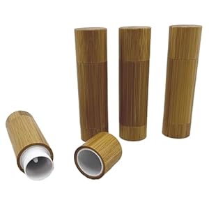 Bamboo Empty Lip Balm Containers 5.5g 4 Pack,Refillable DIY Lip Balm Tube Containers with Clear PP Plastic Inner,Lip Gloss Tubes Chapstick Holder for DIY Cosmetic Samples Deodorant