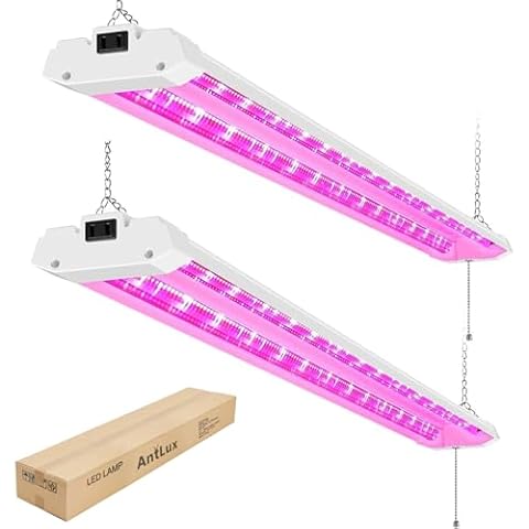 ANTLUX 4ft LED Grow Lights 50W Full Spectrum Integrated Growing Lamp Fixtures for Greenhouse Hydroponic Indoor Plant Seedling Veg and Flower, Plug in, ON/Off Pull Chain Included, 2 Pack Cover
