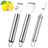 DIGNFENG Set de 3 Rayadores de Cáscara de Acero Inoxidable, Rallador de Cítricos Pelador de Limón Pelador de Naranja, Utensilio de Cocina para Cócteles, Ensaladas y Postres Cortador de Cáscara de A