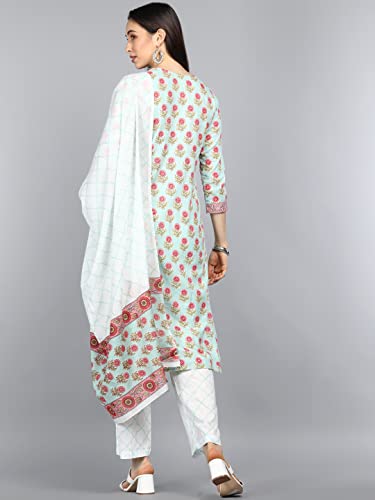 Image of Vaamsi Women's Pure Cotton Floral Printed Straight Kurta Set With Dupatta | kurta sets for woman