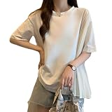 [JoccKorr] tシャツ レディース シャツ ブラウス 半袖 カットソー 丸襟 プリーツ トップス 切り替え ファッション パッチワーク かわいい 大きいサイズ 可愛い 柔らかい ゆったり 体型カバー 着瘦せ 通気性 カジュアル 日常 通勤 春夏