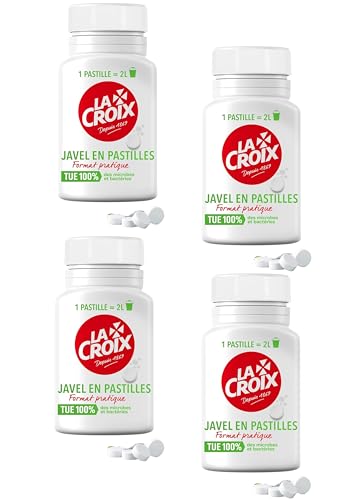Javel en pastilles Croix lA - Boîte de 40 / 130g, nettoyant multi-usages - lot de 4 - Vendu Par Lot