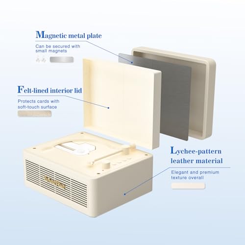 Image of CD Player with Bluetooth Speaker, High-Fidelity Sound, App-Controlled, Magnetic Display for Photos & Pins, Retro Desktop Music Player, Gift for Music Lovers (White)