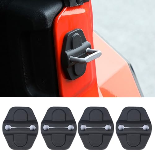 Door Lock Decoration Cover for 2018 2019 2020 2021 2022 2023 2024 Jeep Wrangler JL JLU 4XE Unlimited Sahara Sports Rubicon Gladiator JT Door Lock Cover Parts Accessories Black (2-Door) (Pack of 4)