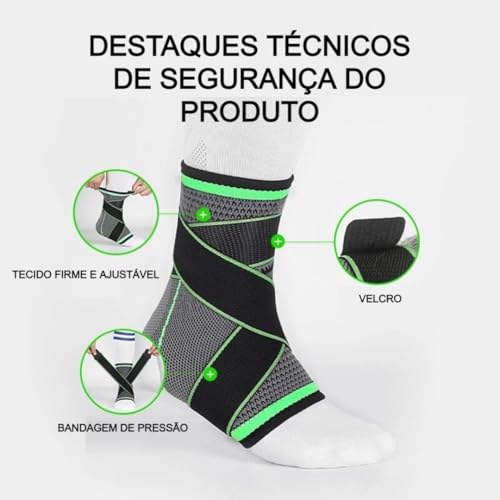 2 Unidades - Tornozeleira Tensor Para Pé Ortopédico Ambidestro Ajustável Esportivo Unissex