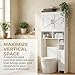 Homhedy Over The Toilet Storage Cabinet with 2 Barn Door and Toilet Paper Holder Stand, FreeStanding Toilet Shelf Space Saver, for Bathroom, Restroom, Laundry, White