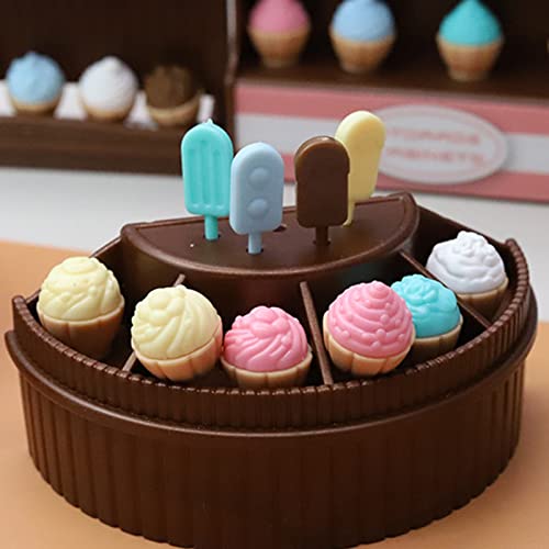 Walbest Dollhouse Simulation Mini Ice Cream Shop Kit Model Plastic Doll House Miniature Toys Accessories Scene Props For Micro Landscape Sets #TOP1