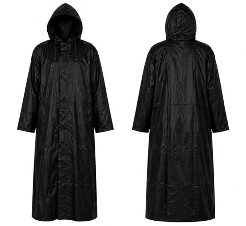 Image of Waterproof Hooded Long Rain Coat for Men, Polyester, Full Sleeves, Regular Fit, Outdoor Riding, Camping & Hiking