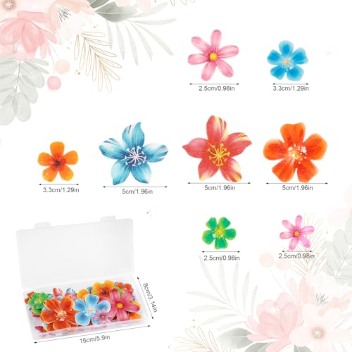 Honosen 76 Stück Tortendeko Essbar, Essbare Blumen für Torte, Esspapier Tortendeko, Cake Topper Geburtstag, Kuchen Deko Mädchen, Essbare Blüten für Geburtstag Hochzeit Babyparty Dekorationen