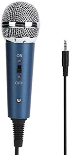 Lazmin112 Handheld Microphone, Wired Cardioid Pointing Condenser Mic with UShaped 3.5mm Audio Adapter, Realtime Monitoring, for Computer Karaoke(blue)