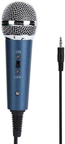 Lazmin112 Handheld Microphone, Wired Cardioid Pointing Condenser Mic with UShaped 3.5mm Audio Adapter, Realtime Monitoring, for Computer Karaoke(blue)