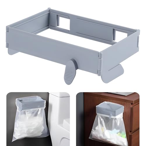 Regerly Support pour Sac Poubelle de Cuisine, 1Pcs Portant pour poubelle à suspendre Avec couvercle pour Porte D’armoire de Cuisine Gris