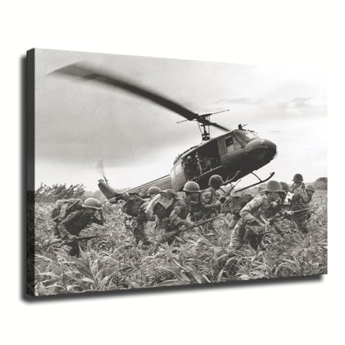 Vietnam War Helicopter Black and White Poster