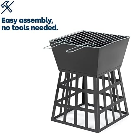 LIVIVO Outdoor Garden Fire Pit Brazier Burner Square Stove Outdoor Heater with Large Bowl for Logs or Coals