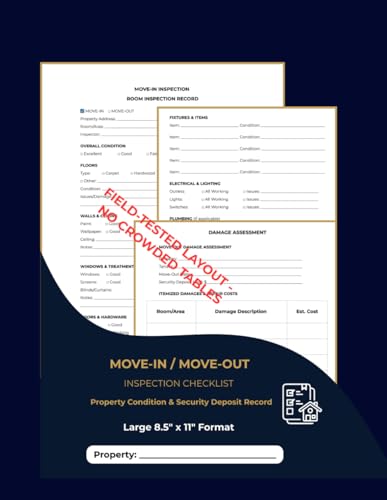 Move-In Move-Out Inspection Checklist for Landlords: Professional Property Condition Report | Room-by-Room Walkthrough Log | Security Deposit ... Per Property (Landlord Essentials Series)