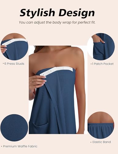 Image of Ekouaer Waffle Robes For Women Bath Wraps Lightweight Knee Length Soft Shower Robe with Pocket S-L