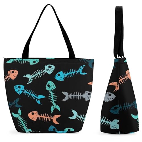 Sac à main arête de poisson pour femme : grand sac cabas de shopping et voyage 32cm