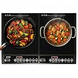 SUNVIVIPRO Commercial Electric Induction Cooktop, 1000W+800W Double Burner, Dual Induction Hot Plate...