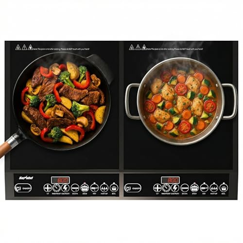 Commercial 1000W+800W Double Induction Cooktop