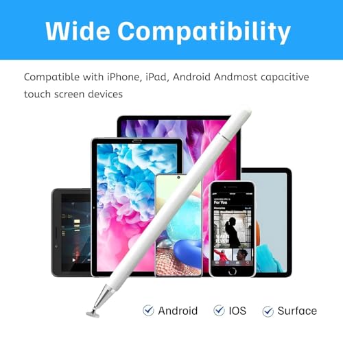 Leruiyezs Długopis do tabletu, 2 szt. do iPada, ekranu dotykowego, iPada, iPhone'a, Android, Xiaomi, Samsung, Huawei, Lenovo, Surface, rysik do tabletu, precyzyjna sprężyna dyskowa, nie wymaga baterii