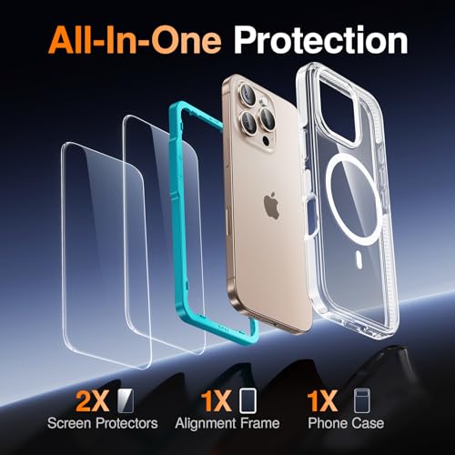 Coque iPhone 16 Pro magnétique transparente avec 2 verres trempés