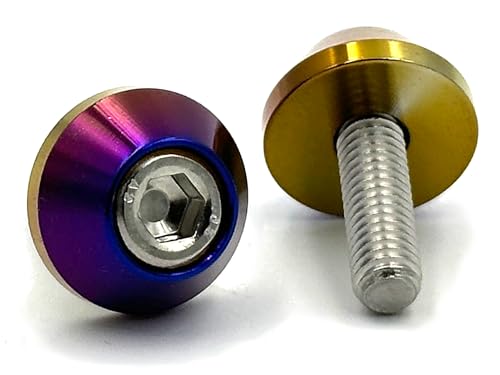 【COTRAX】 ナンバーボルト 軽量 アルミ 製 ナンバープレート ボルト ワッシャー + ステンレス M6ボルト ドレスアップ カスタム ネジ 自動車 バイク 汎用パーツ サークル 4個セット チタン焼き色風 (ネオクローム)