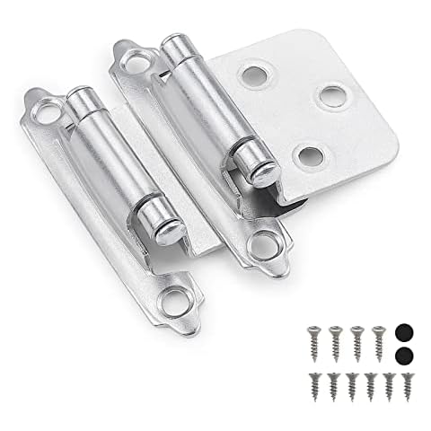 knobelite 5 Pair (10 Pcs) Variable Overlay Cabinet Hinges, Polished Chrome Hinges for Kitchen Cabinets - Decorative Self Closing Cupboard Hinges Flush Mount Cover
