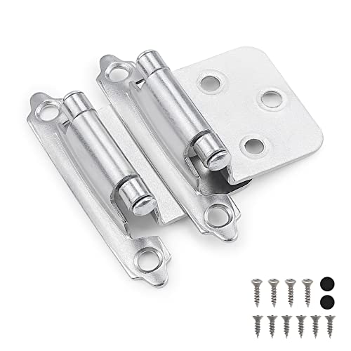 20 Pair (40 Pcs) Knobelite Variable Overlay Cabinet Hinges, Polished Chrome Hinges For Kitchen Cabinets - Decorative Self Closing Cupboard Hinges Flush Mount #TOP15