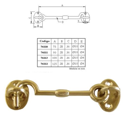 IMEX EL ZORRO B-76110 Türklopfer Typ Schiff Messing glänzend 75 mm